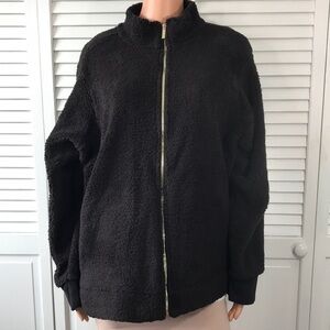 New CALVIN KLEIN Black Fuzzy Coat Size 2X